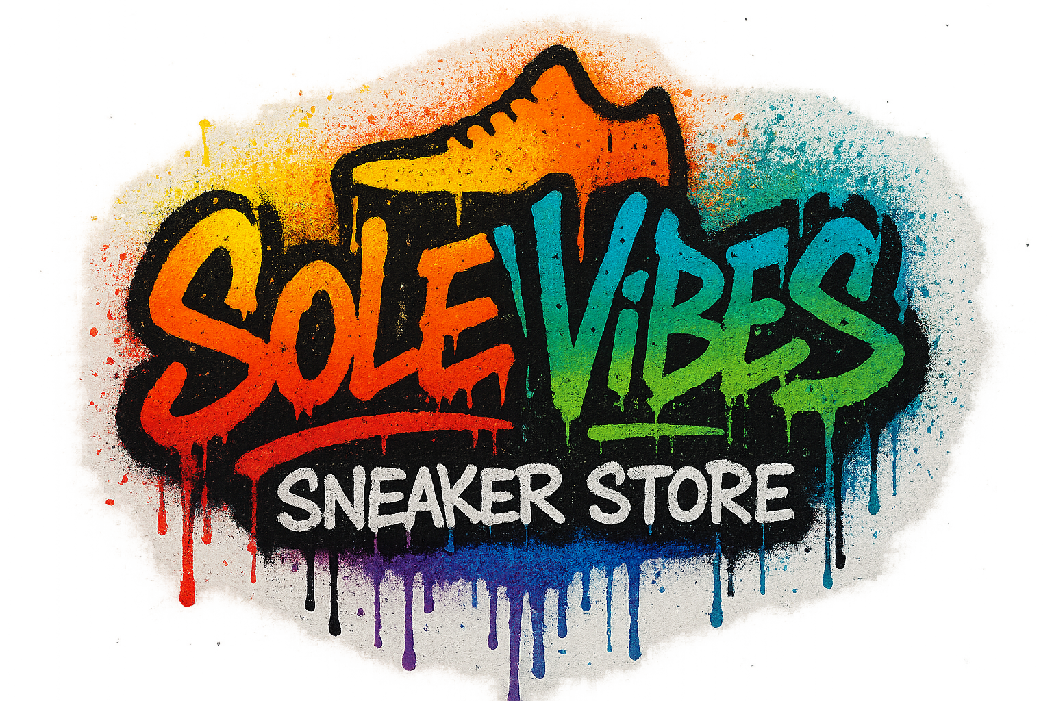 SoleVibes spray paint drip logo